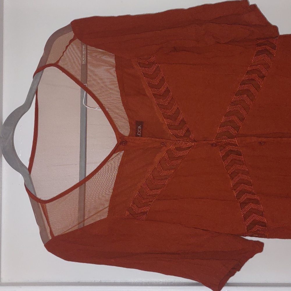 Volcom orange sheer button dress